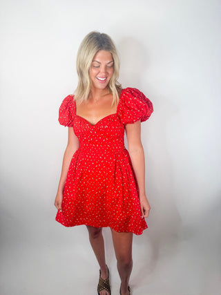 Scarlet Meadow Puff Sleeve Dress - Ardire Collection