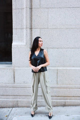 Sleek Faux Leather Sleeveless Top - Final Sale - Ardire Collection