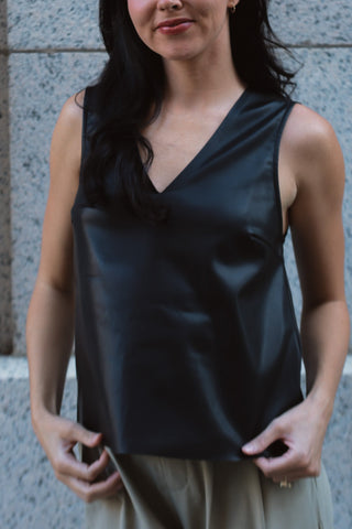 Sleek Faux Leather Sleeveless Top - Final Sale - Ardire Collection