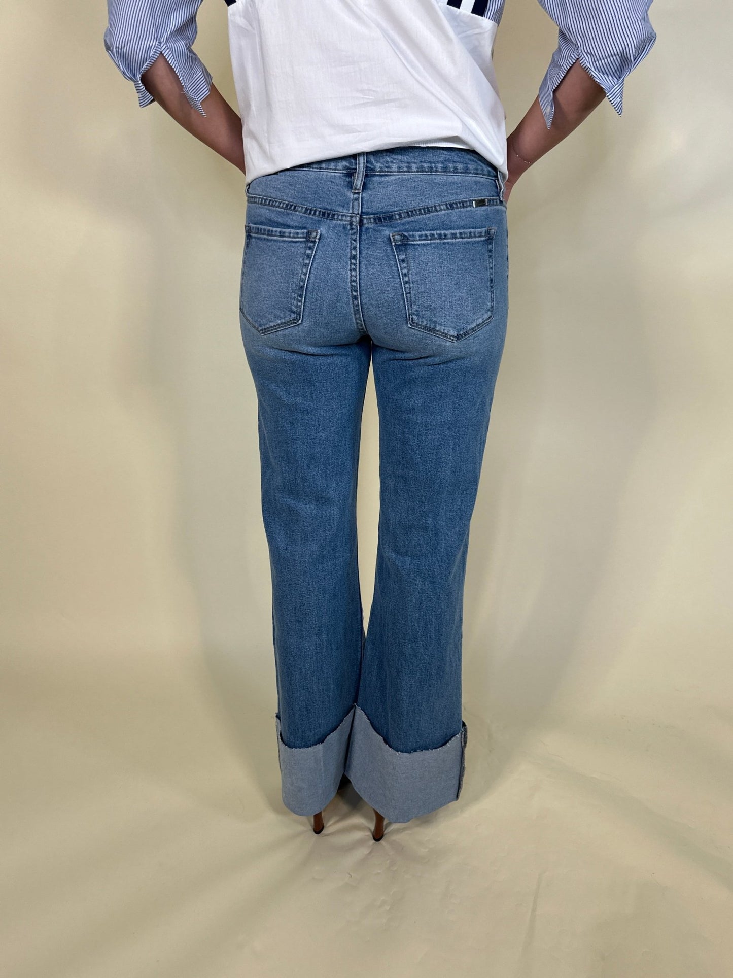 Straight - Leg Cuffed Hem Denim Jeans - Ardire Collection