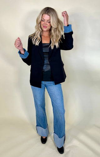 Straight - Leg Cuffed Hem Denim Jeans - Ardire Collection