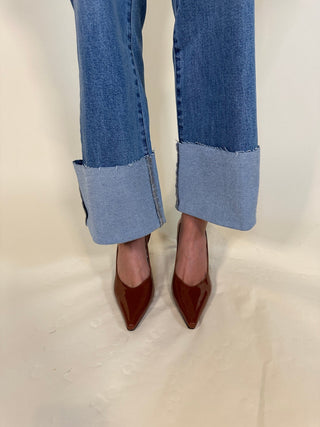 Straight - Leg Cuffed Hem Denim Jeans - Ardire Collection
