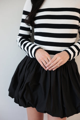 Striped Sweater Dress with Statement Puff Skirt - Final Sale - Ardire Collection