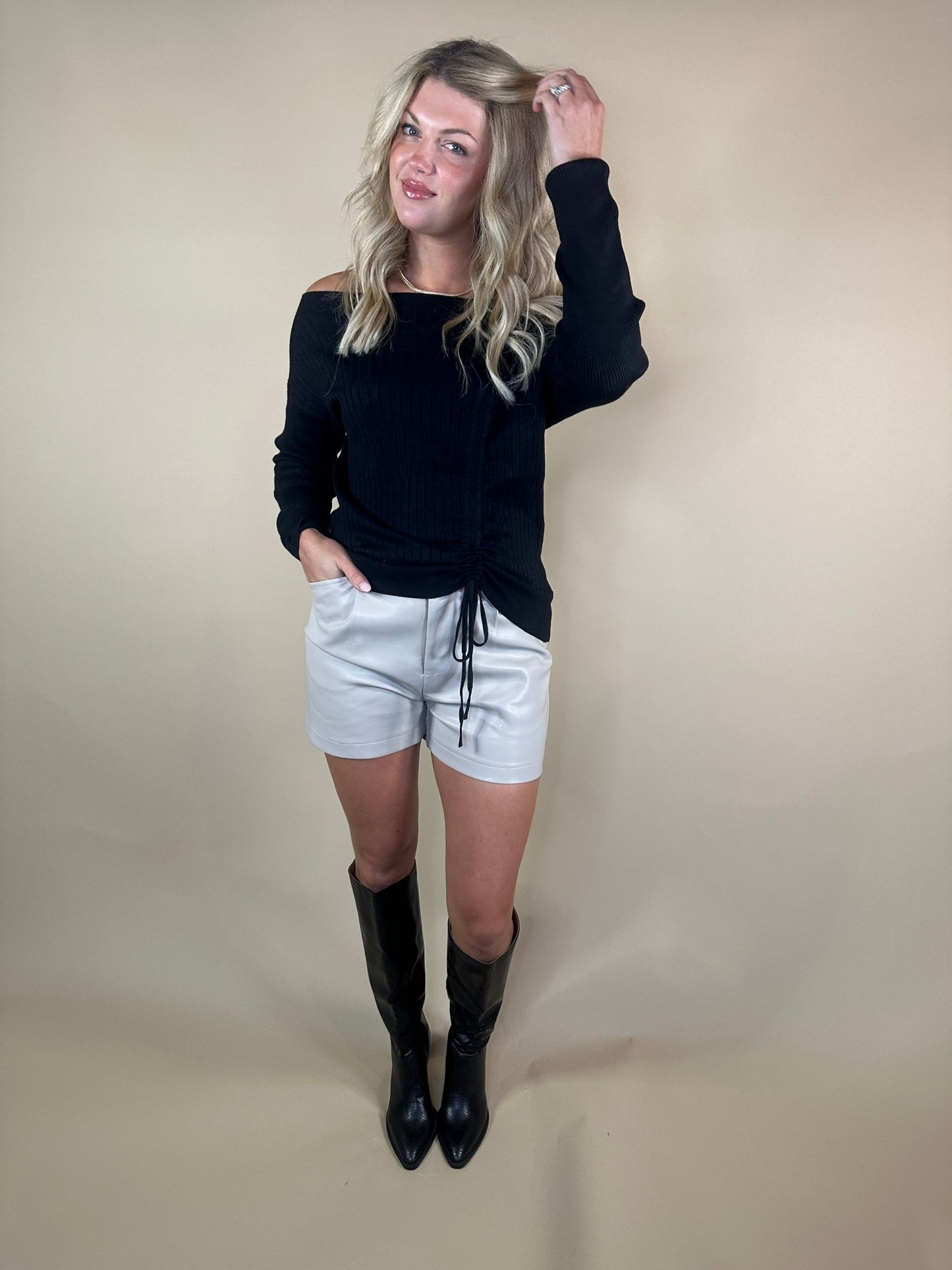 The Allure Ruched Knit Sweater - Final Sale - Ardire Collection