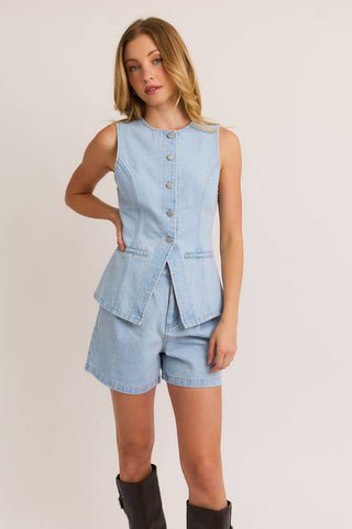 The Button - Front Denim Vest - Ardire Collection