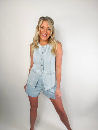 The Button - Front Denim Vest - Ardire Collection