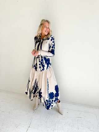 The Dahlia Ink Midi Dress - Ardire Collection