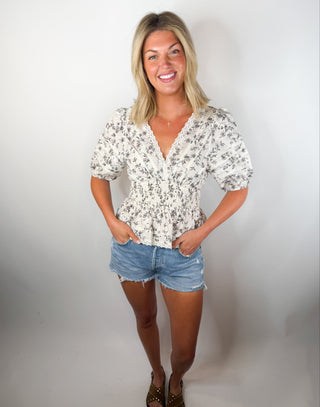 The Elowen Eyelet Peplum Top - Ardire Collection