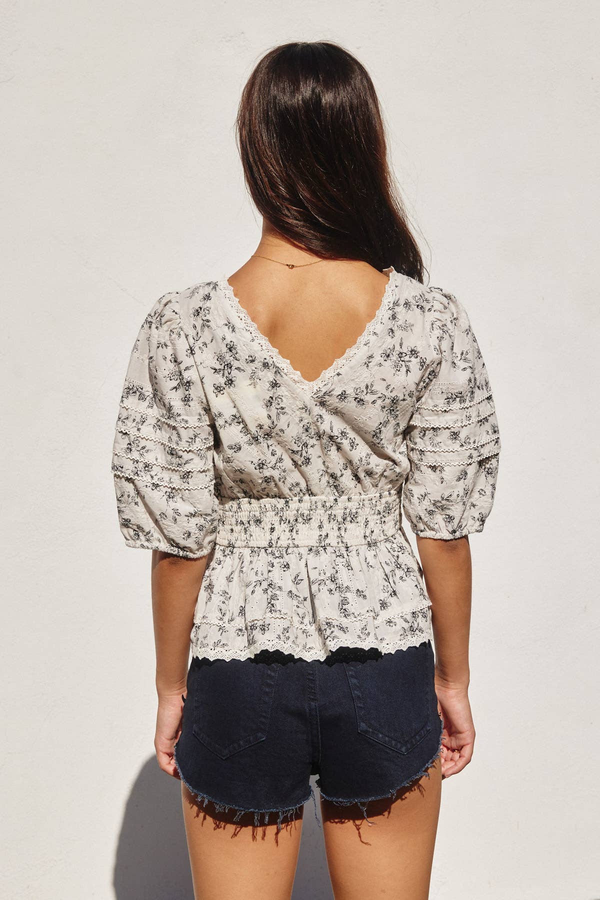 The Elowen Eyelet Peplum Top - Ardire Collection