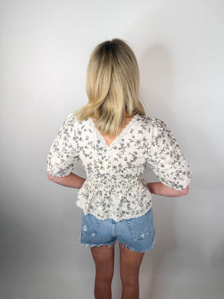The Elowen Eyelet Peplum Top - Ardire Collection