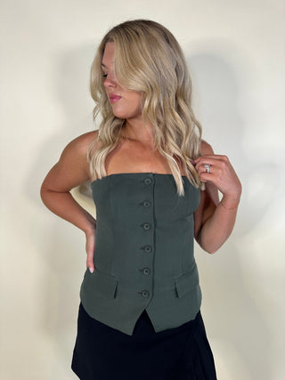 The Ivy Strapless Button - Up Vest - Final Sale - Ardire Collection