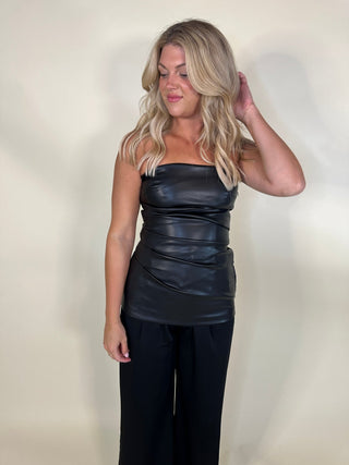 The Luxe Faux Leather Strapless Top - Final Sale - Ardire Collection
