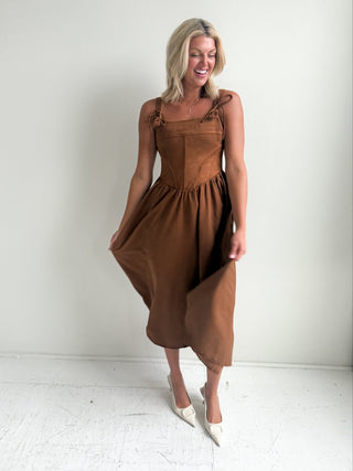 The Sable Suede Midi Dress - Ardire Collection