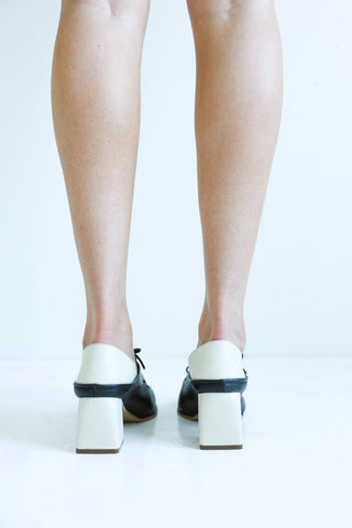 Two - Tone Leather Block Heels - Ardire Collection