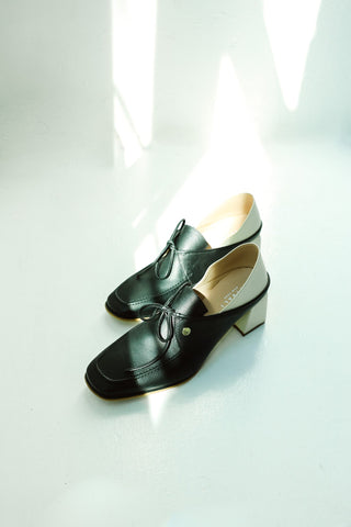 Two - Tone Leather Block Heels - Ardire Collection