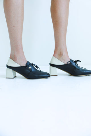 Two - Tone Leather Block Heels - Ardire Collection