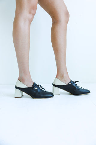 Two - Tone Leather Block Heels - Ardire Collection