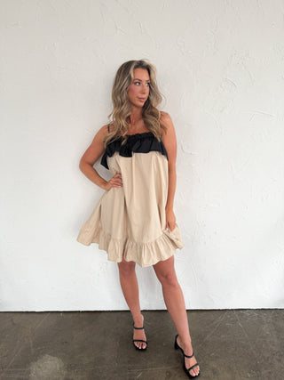 Two - Tone Ruffle Mini Dress - Ardire Collection