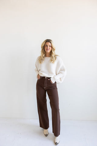Walnut High - Waisted Straight - Leg Jeans - Ardire Collection