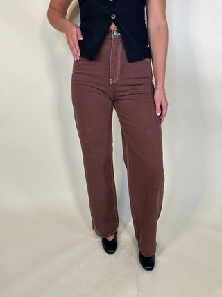 Walnut High - Waisted Straight - Leg Jeans - Ardire Collection