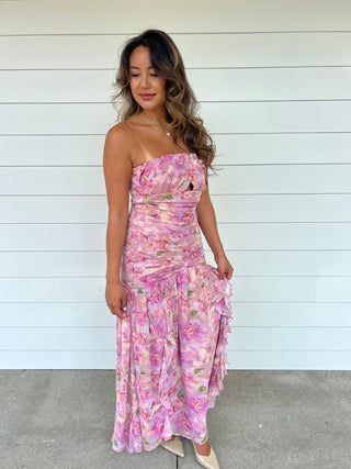 Whisper in Bloom Strapless Maxi Dress - Ardire Collection