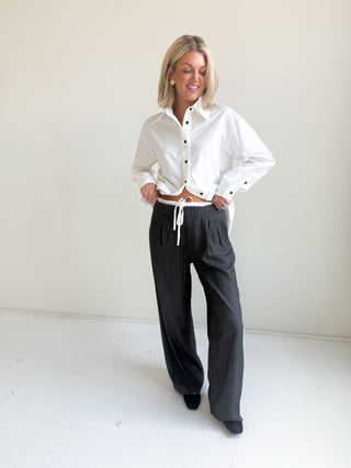 Grey pinstripe trouser pant