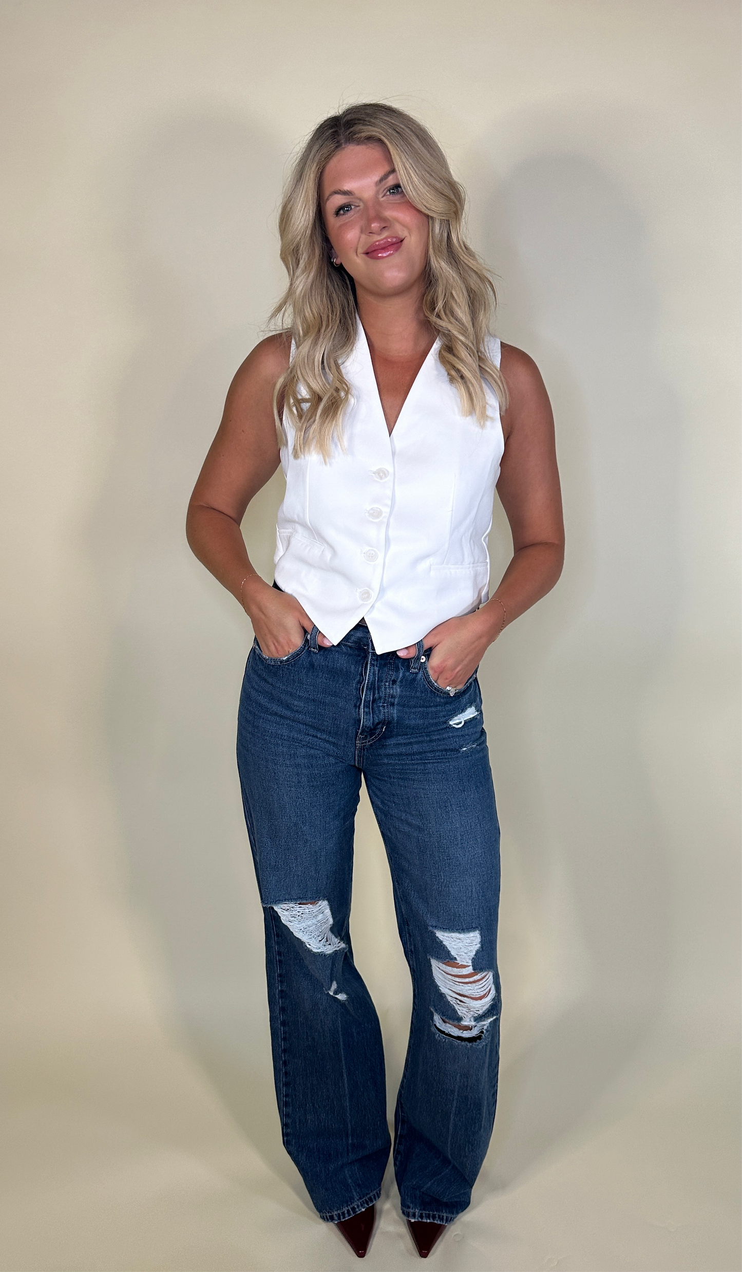 White Cross-Back Vest-Final Sale