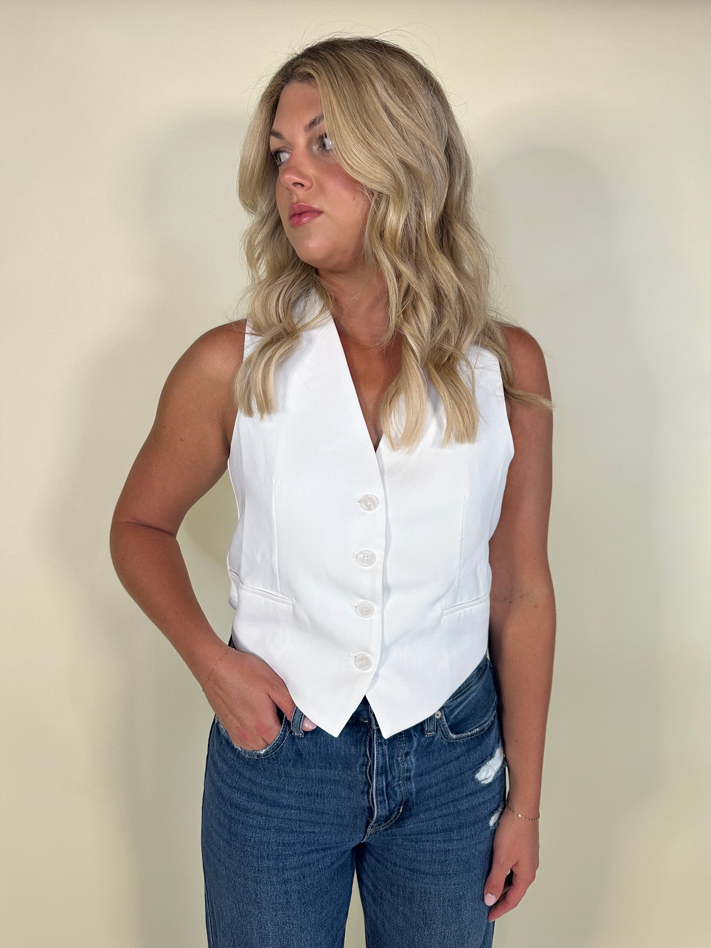 White Cross-Back Vest-Final Sale