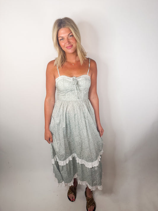 The Sage Ruffle Midi