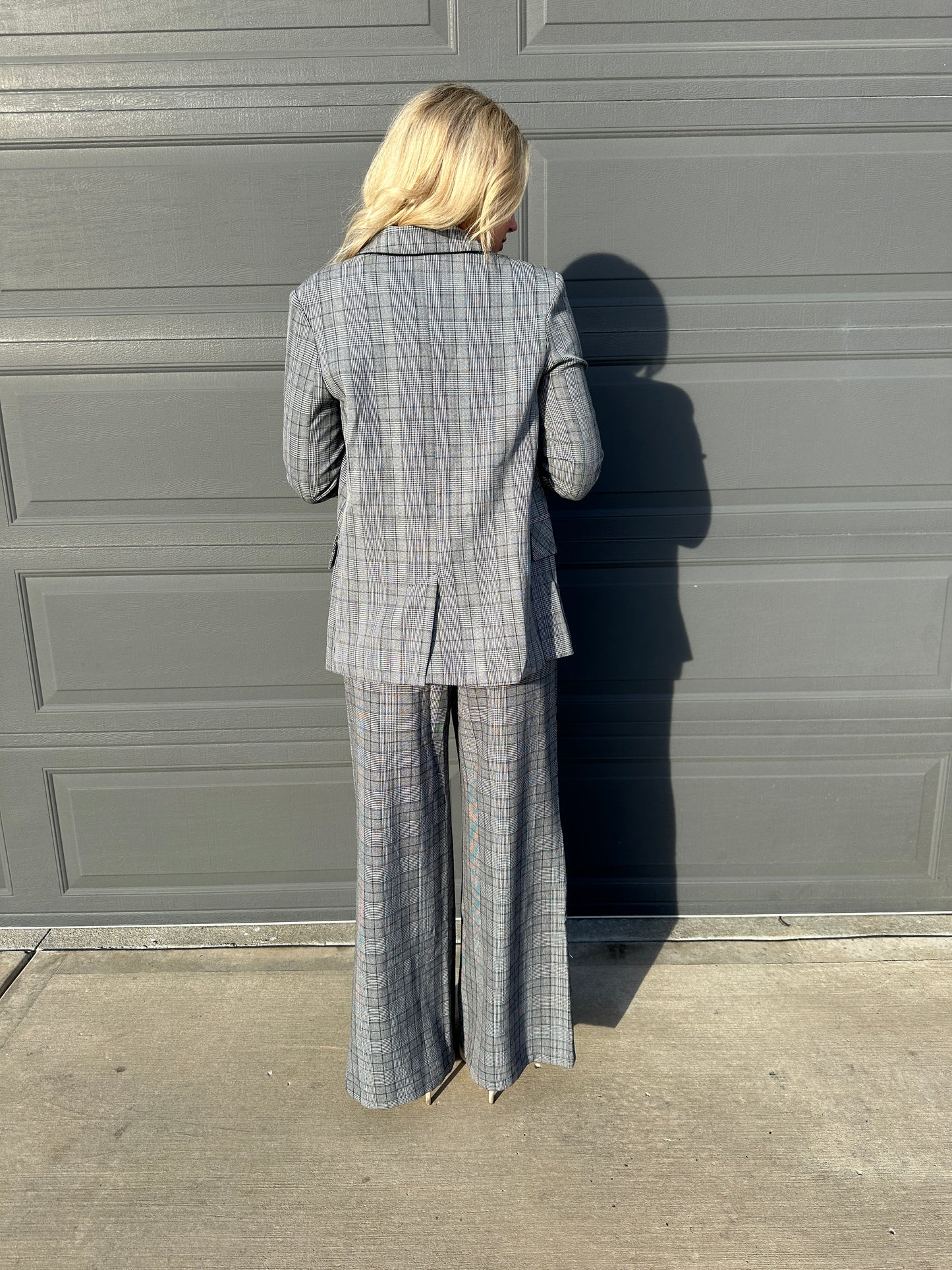 Tailored Plaid Wide-Leg Trousers-Final Sale