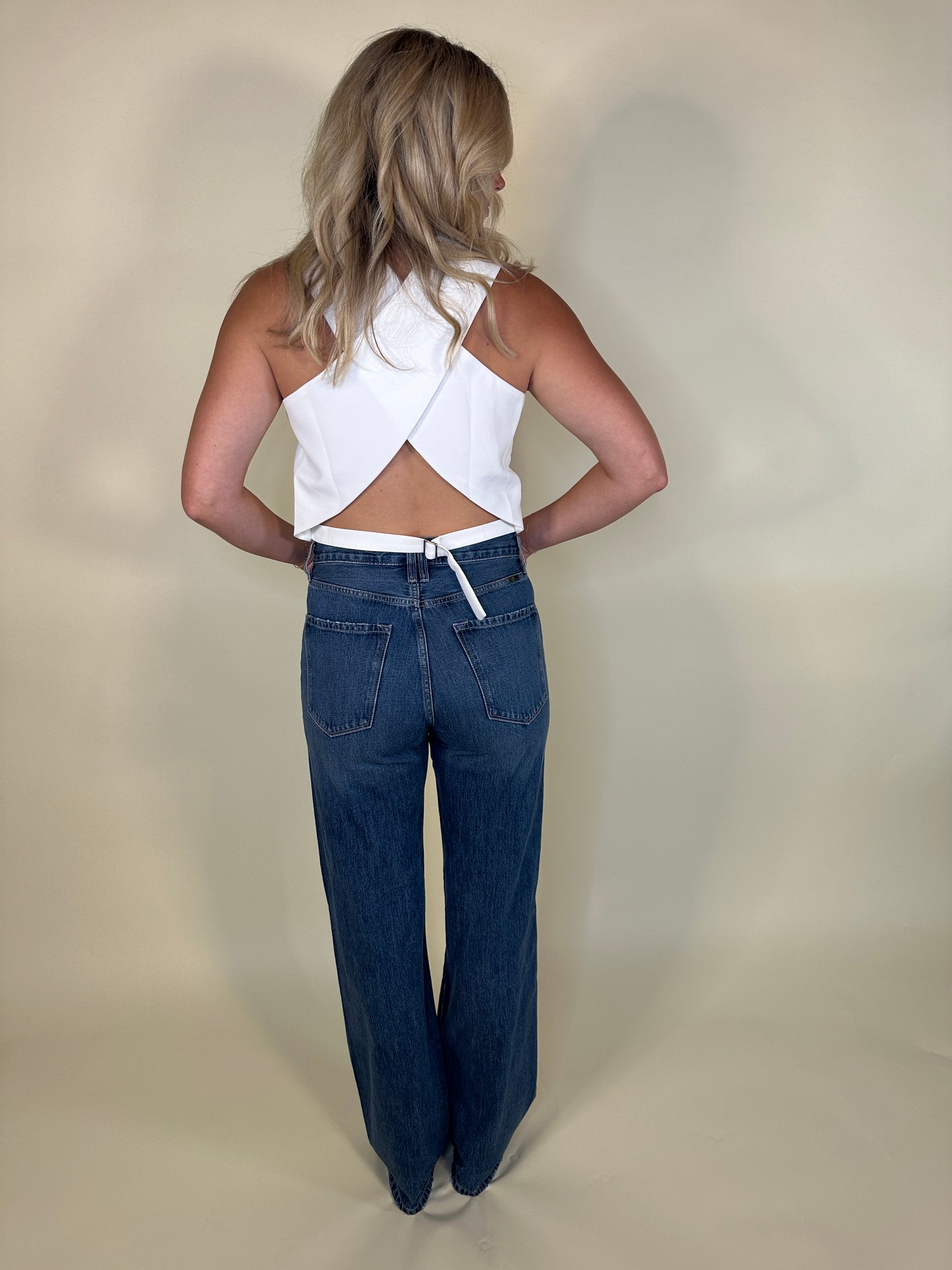 White Cross-Back Vest-Final Sale