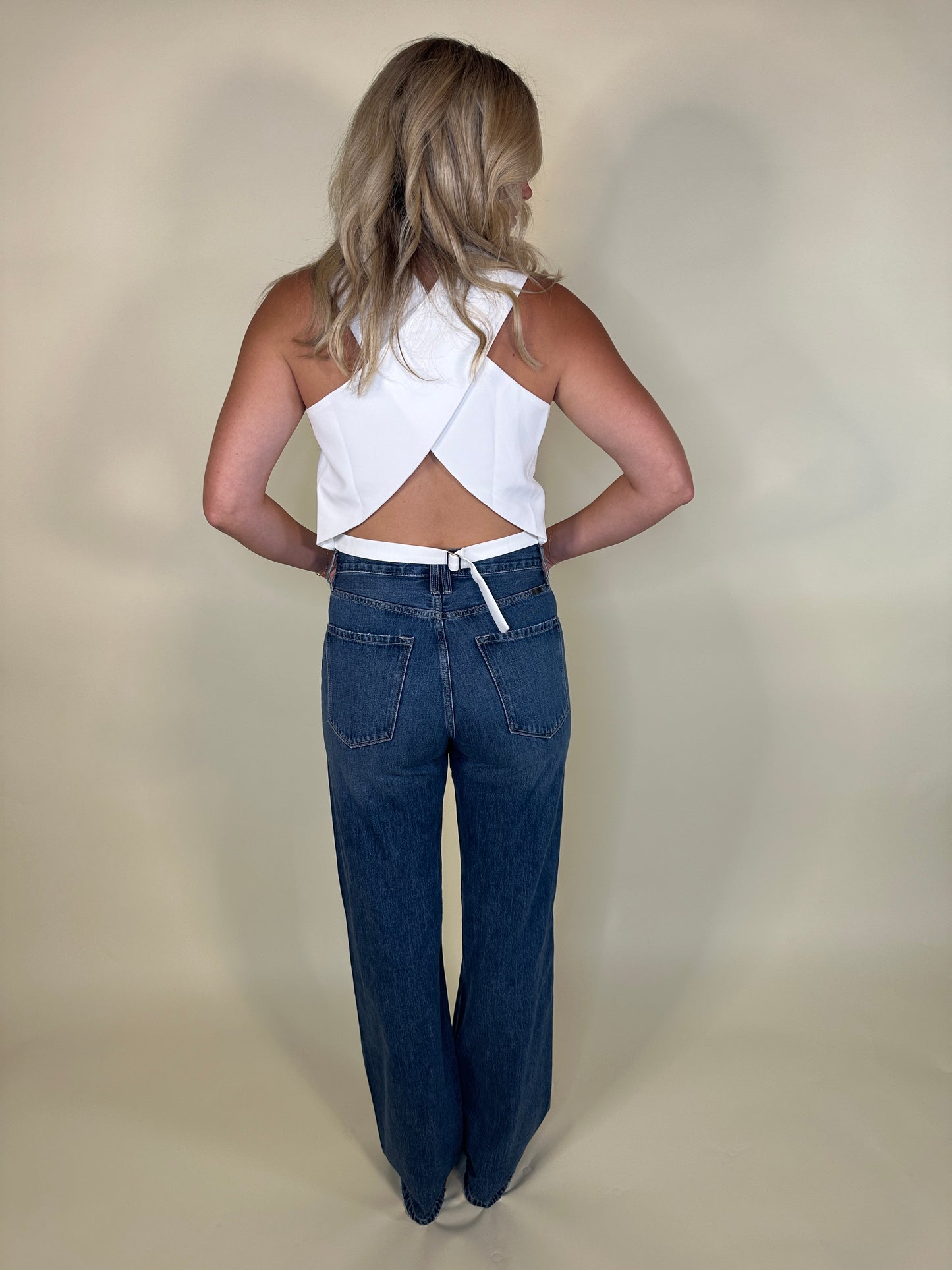White Cross-Back Vest-Final Sale