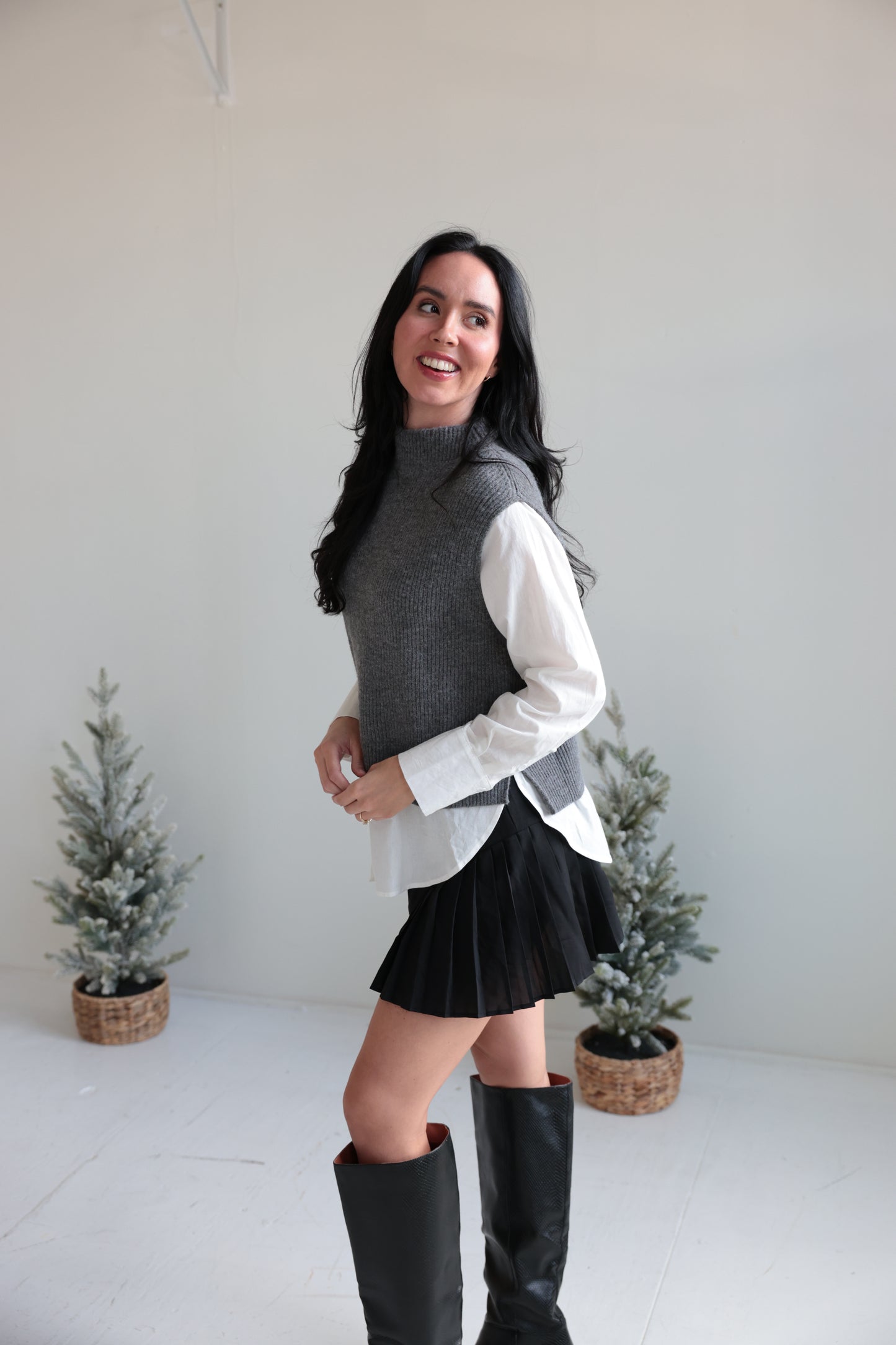 Layered Knit Vest and Shirt Combo-Final Sale