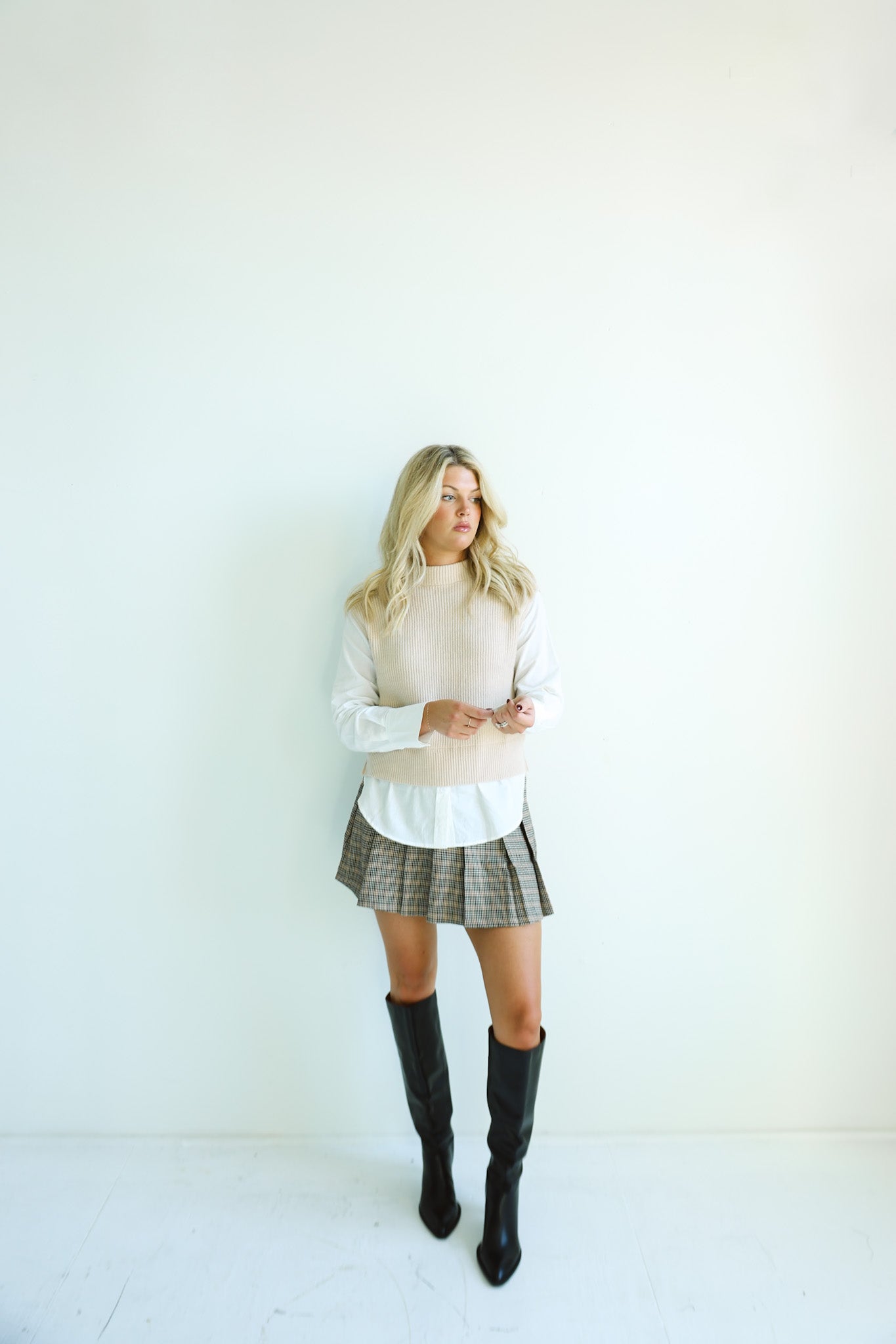 Layered Knit Vest and Shirt Combo-Final Sale