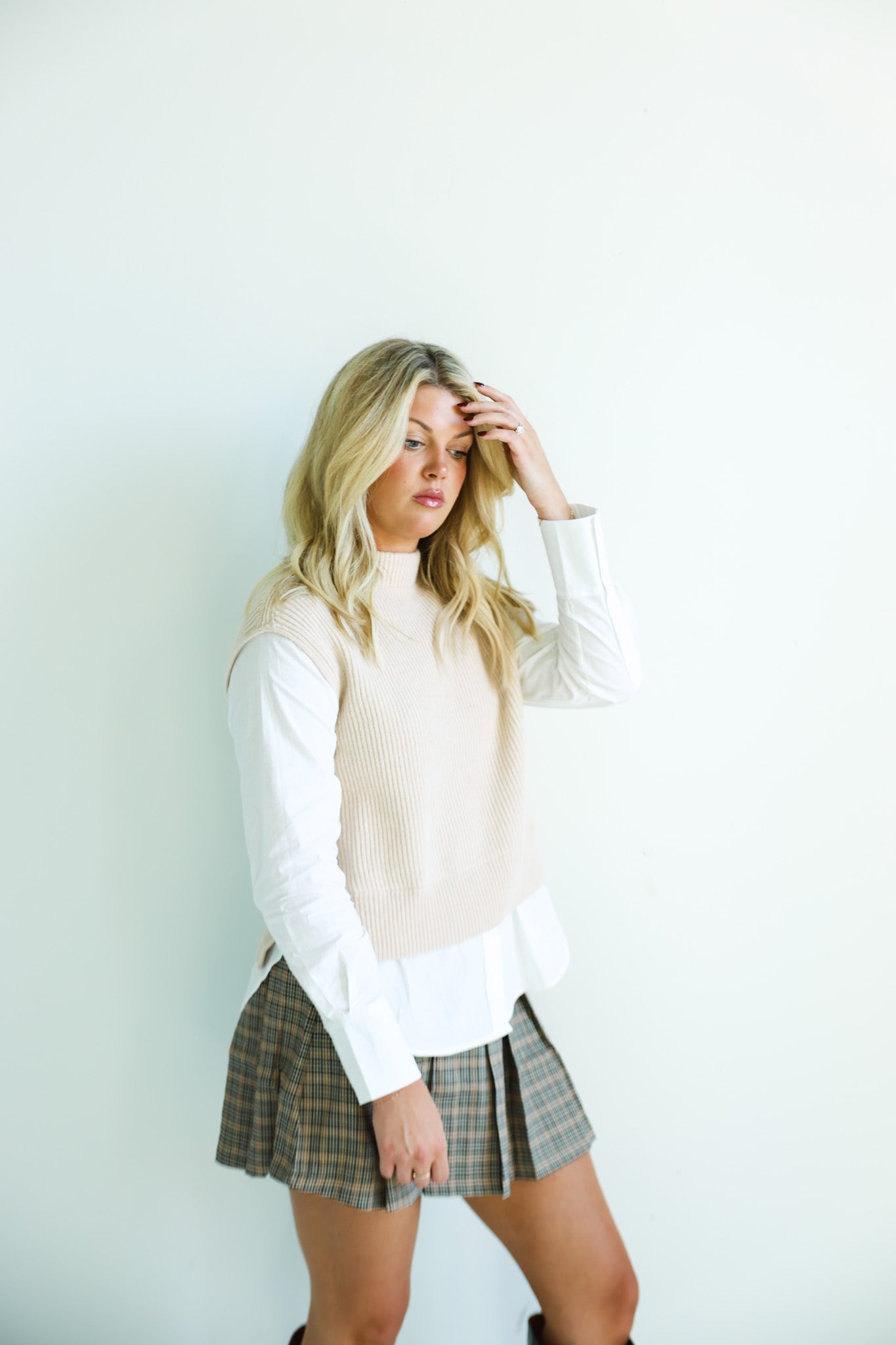 Layered Knit Vest and Shirt Combo-Final Sale