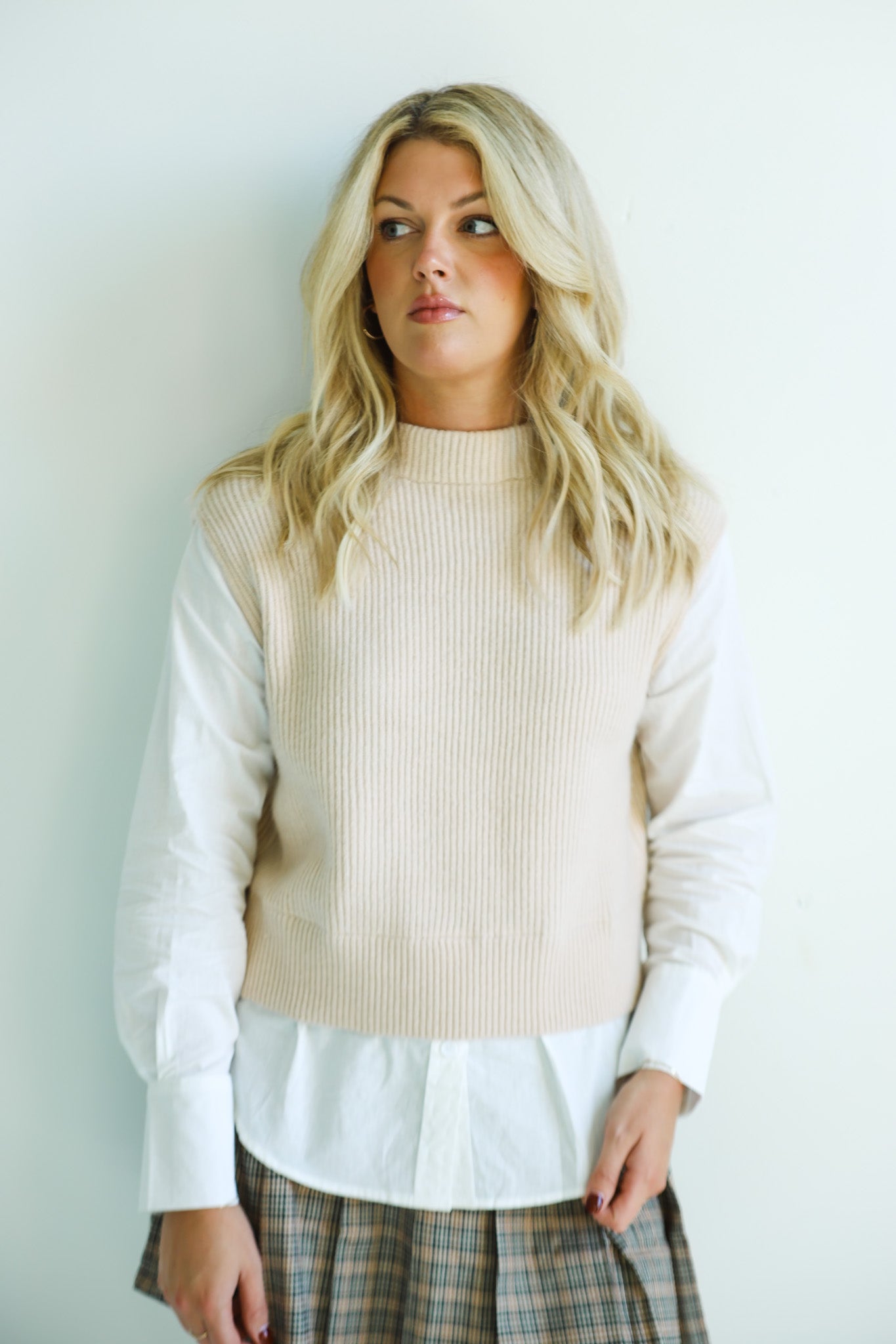 Layered Knit Vest and Shirt Combo-Final Sale