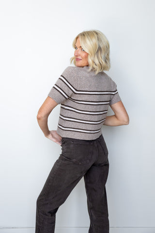 The Maren Stripe Short Sleeve Sweater