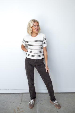The Maren Stripe Short Sleeve Sweater