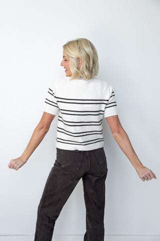 The Maren Stripe Short Sleeve Sweater