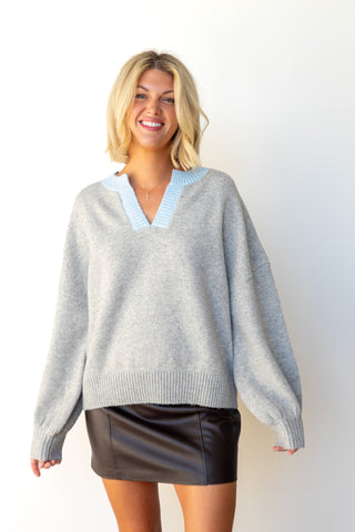 The Meredith Contrast Neck Sweater