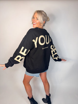 Be Yourself" Oversized Graphic Sweater – Bold & Empowering - Ardire Collection