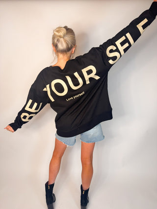 Be Yourself" Oversized Graphic Sweater – Bold & Empowering - Ardire Collection