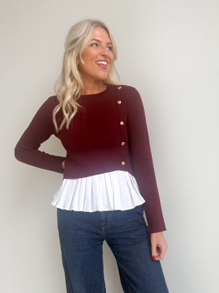 Bellara Mixed Media Long Sleeve Top - Ardire Collection