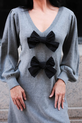 Bow Detail Knit Sweater Dress - Final Sale - Ardire Collection