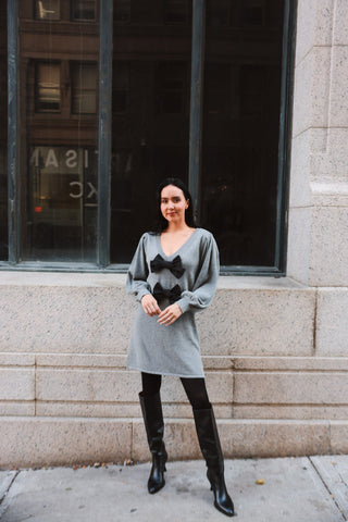 Bow Detail Knit Sweater Dress - Final Sale - Ardire Collection