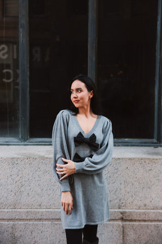 Bow Detail Knit Sweater Dress - Final Sale - Ardire Collection