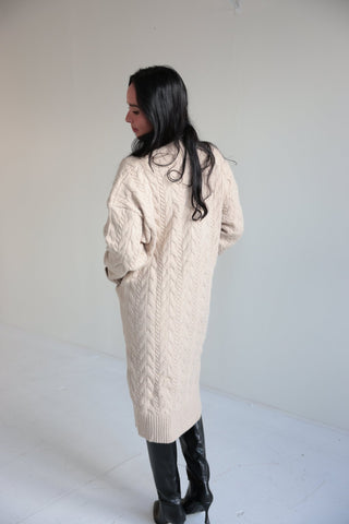 Classic Cable Knit Long Cardigan - Final Sale - Ardire Collection