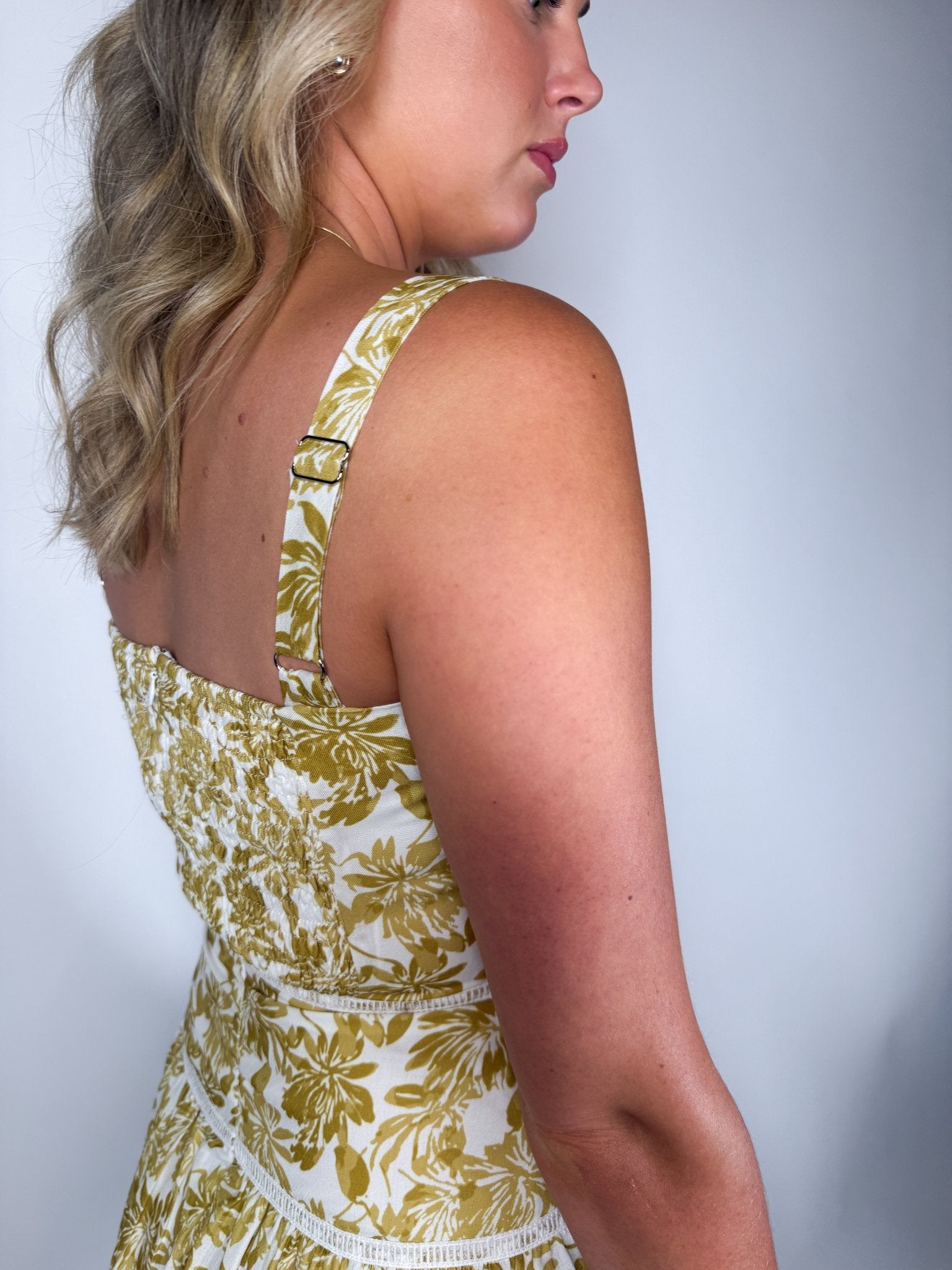 Golden Bloom Smocked Mini Dress - Ardire Collection