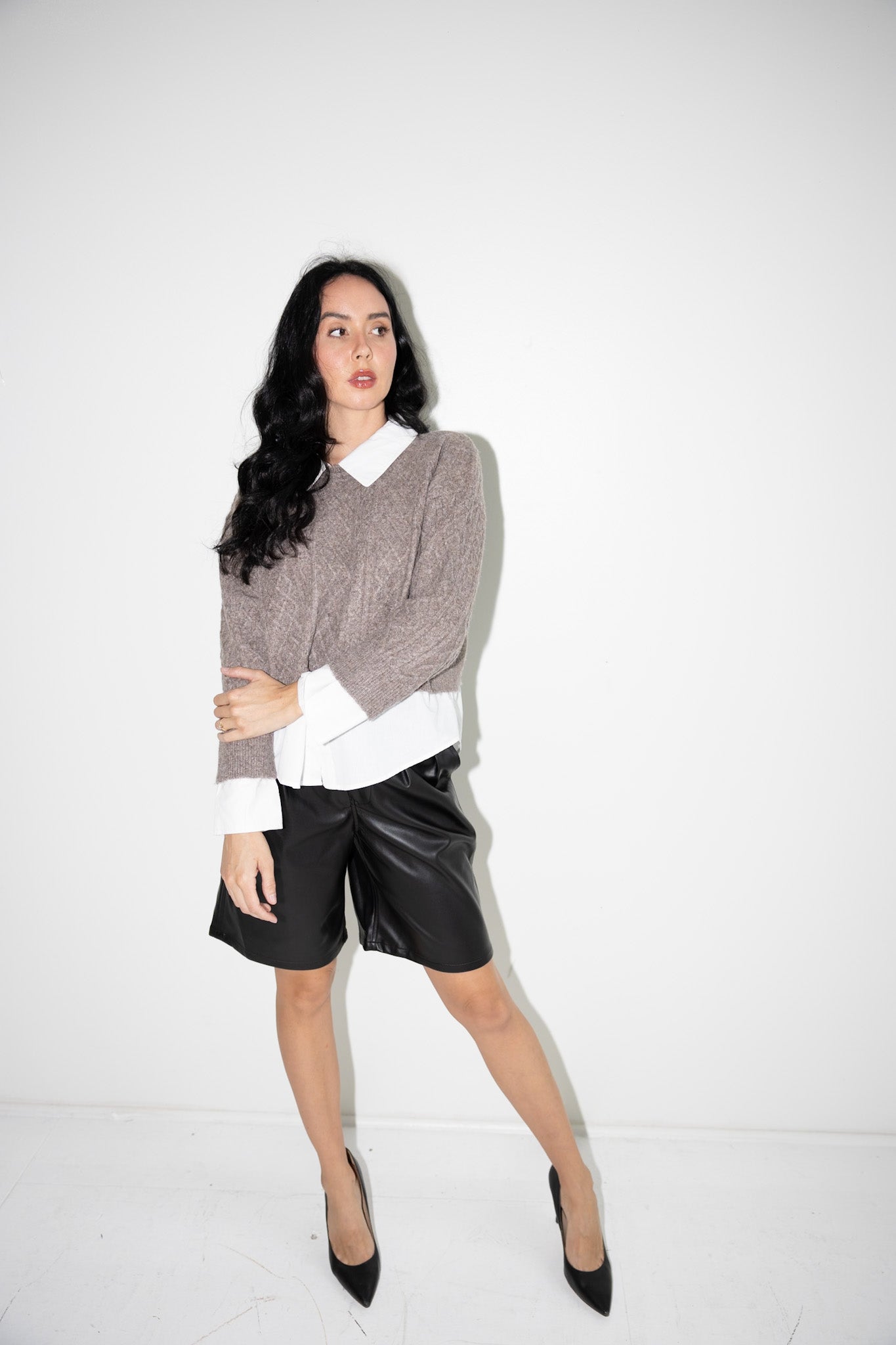 High - Waisted Faux Leather Bermuda Shorts - Ardire Collection