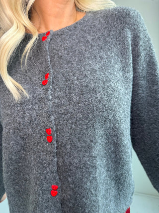 Lovie Heart - Shaped Buttons Knit Cardigan - Ardire Collection